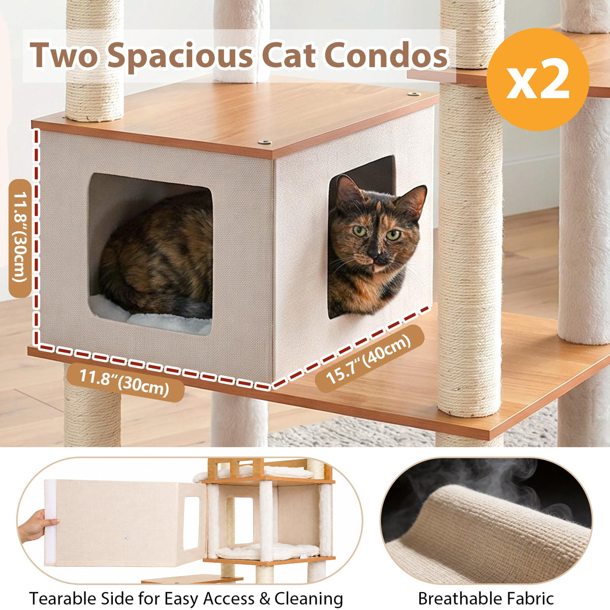 Cat Tree Wooden Multi (Earth Brown / 75.98 inches)