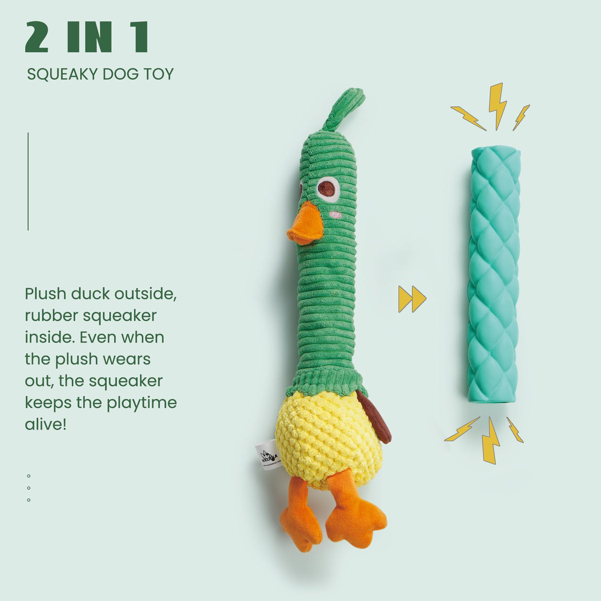 2 in 1 Easter Duck Dog Toy with a Large Rubber Squeaker (Duck)