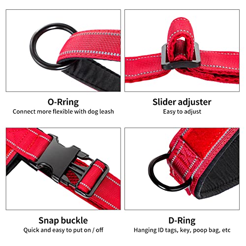 No Pull Dog Harness+5 Ft Leash for Medium Large Dogs (L / Red Set)