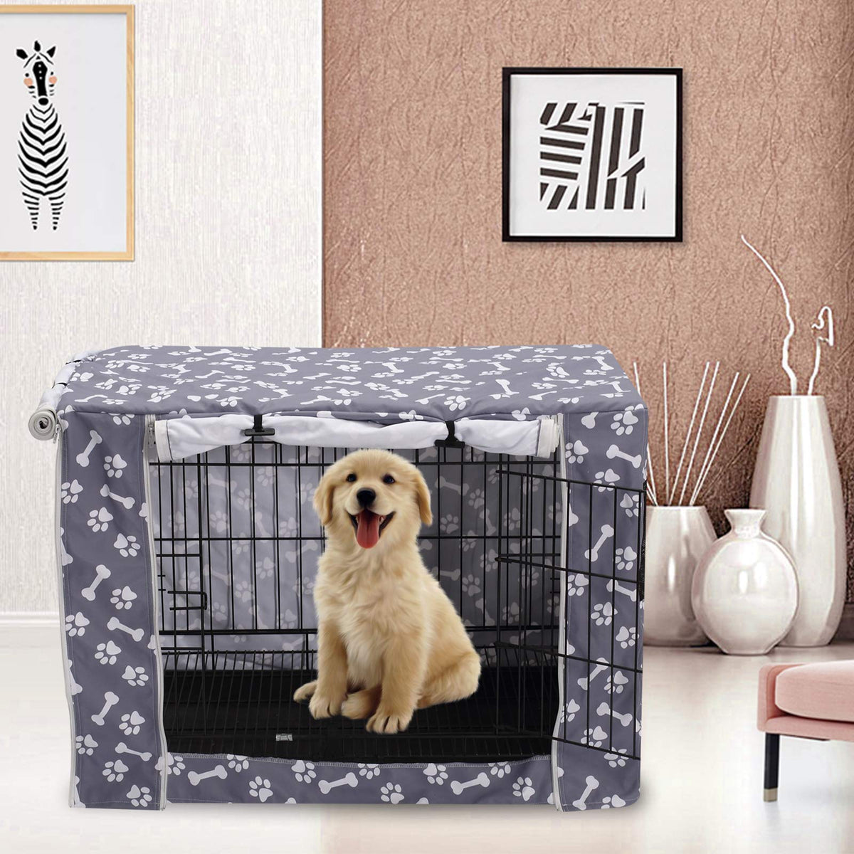 Dog Crate Cover Durable Polyester Pet Kennel Cover Universal Fit for Wire Dog Crate (30.0"L x 19.7"W x 21.0"H / Sky Gray)