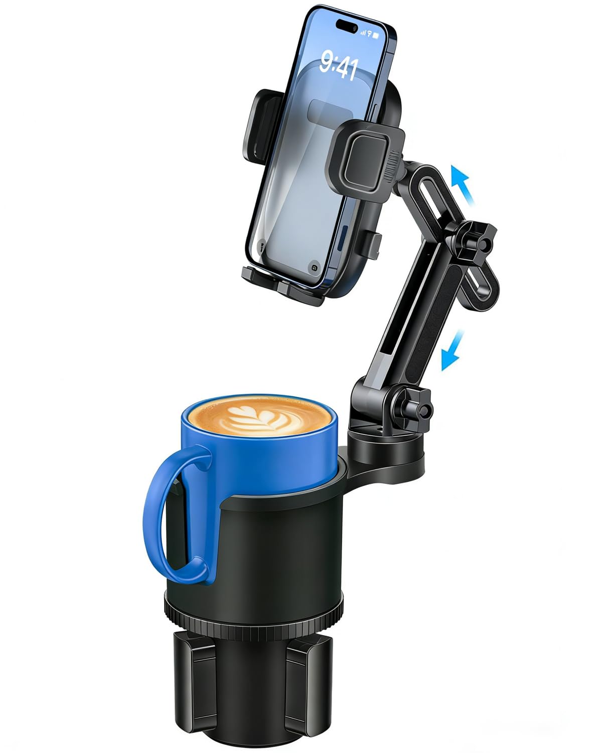 Cup Phone Holder for Car with Expandable Base (Gray)