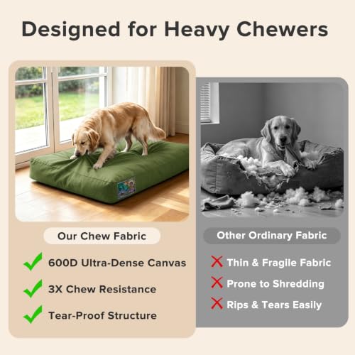 Chew Proof Indestructible Dog Bed for Large Dogs (Green / XL(42"x30"x4"))