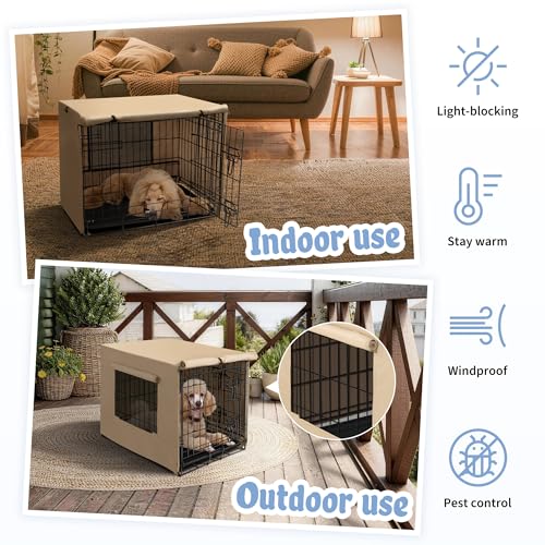 Dog Crate Cover (36.6"L x 23.0"W x 24.8"H / Beige)