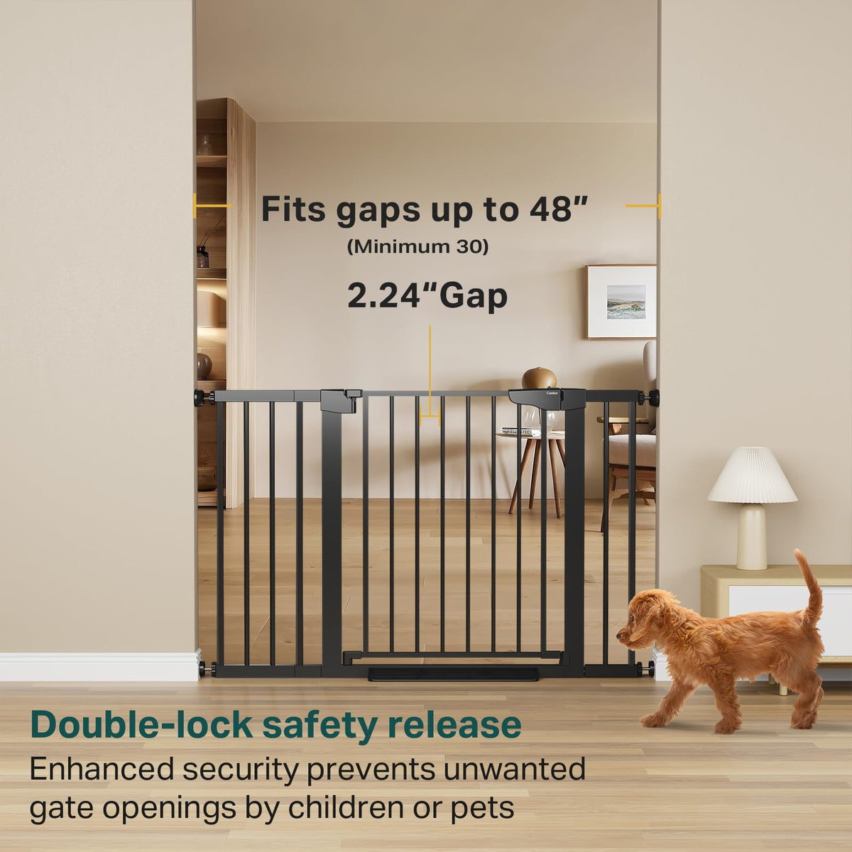 2-Pack 30-48 in Baby Gate for Stairs, Auto Close Dog Gate, Black (Black / 30-48"W x 30.5"H (2 Pack ))