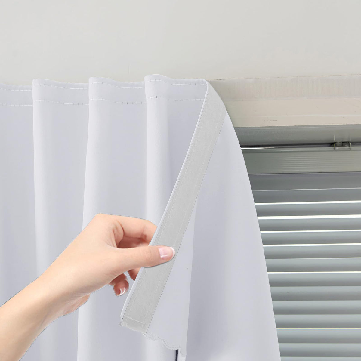 self Adhesive Curtains Portable Blackout Curtain Simple and Easy to Install Bedroom Window Thermal Lnsulated Kitchen Room Darkening Black Small Drapes (47"W x 71"L (Pack of 2) / White)