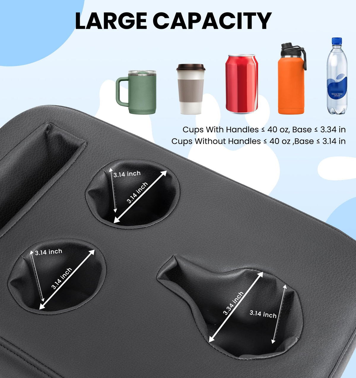 Back Seat Cup Holder for Car (Side Pockets)