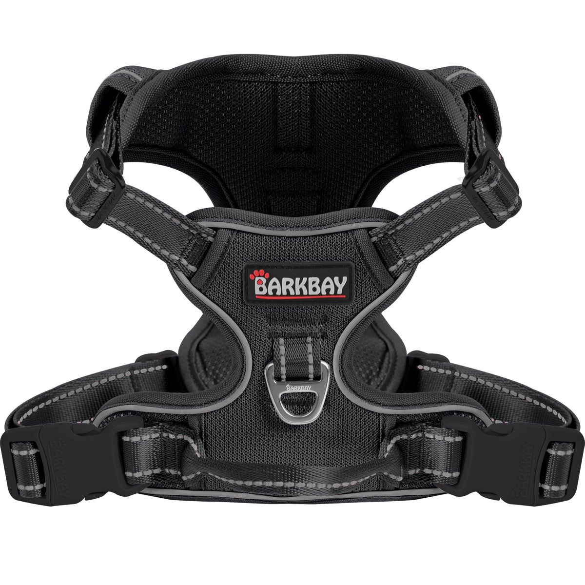 Dog Harness for Medium Sized Dog No Pull Mesh 2 Clips Dog Vest (Black-Mesh / Medium)