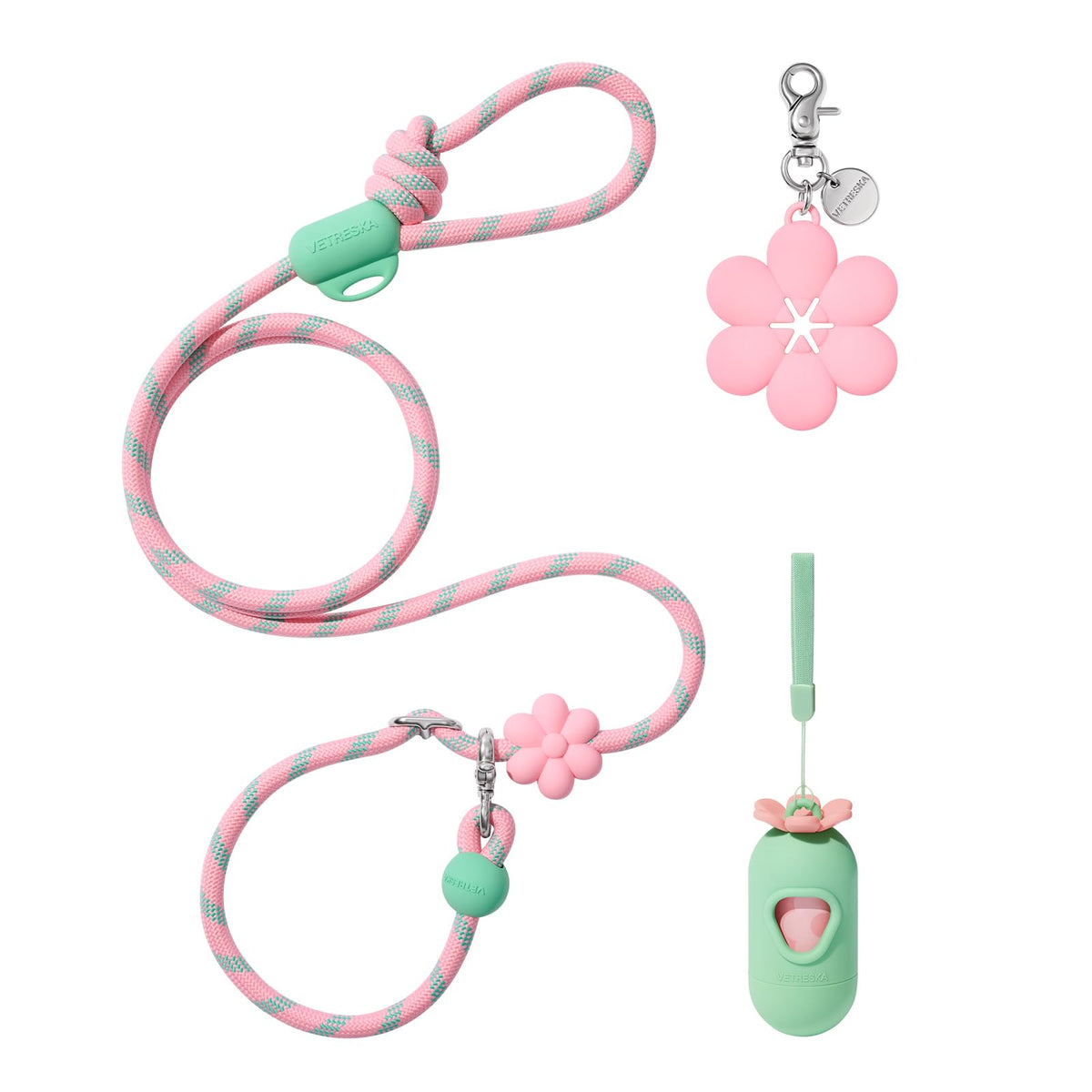 Hands Free Dog Leash (Flora Pink)
