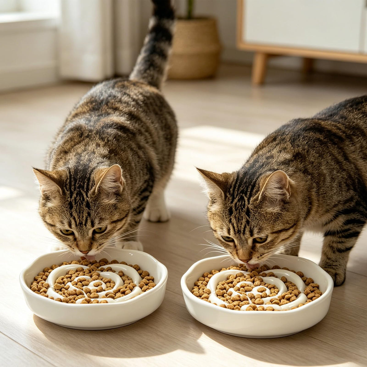 Slow Feeder Cat Bowl Set of 2 (Pure white)
