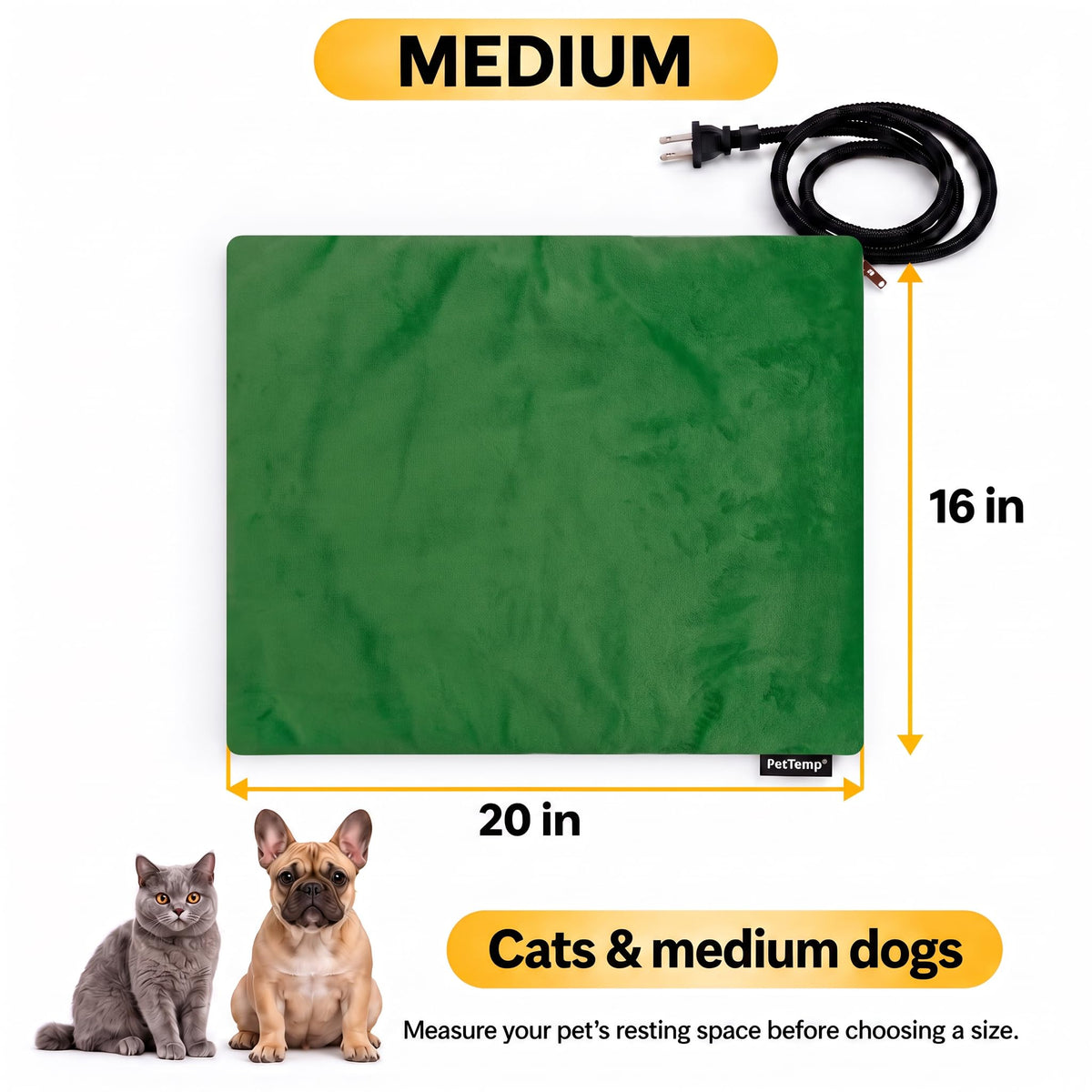 Dog Heating Pad (Grass Green / Medium: 20" x 16" x 1.6")