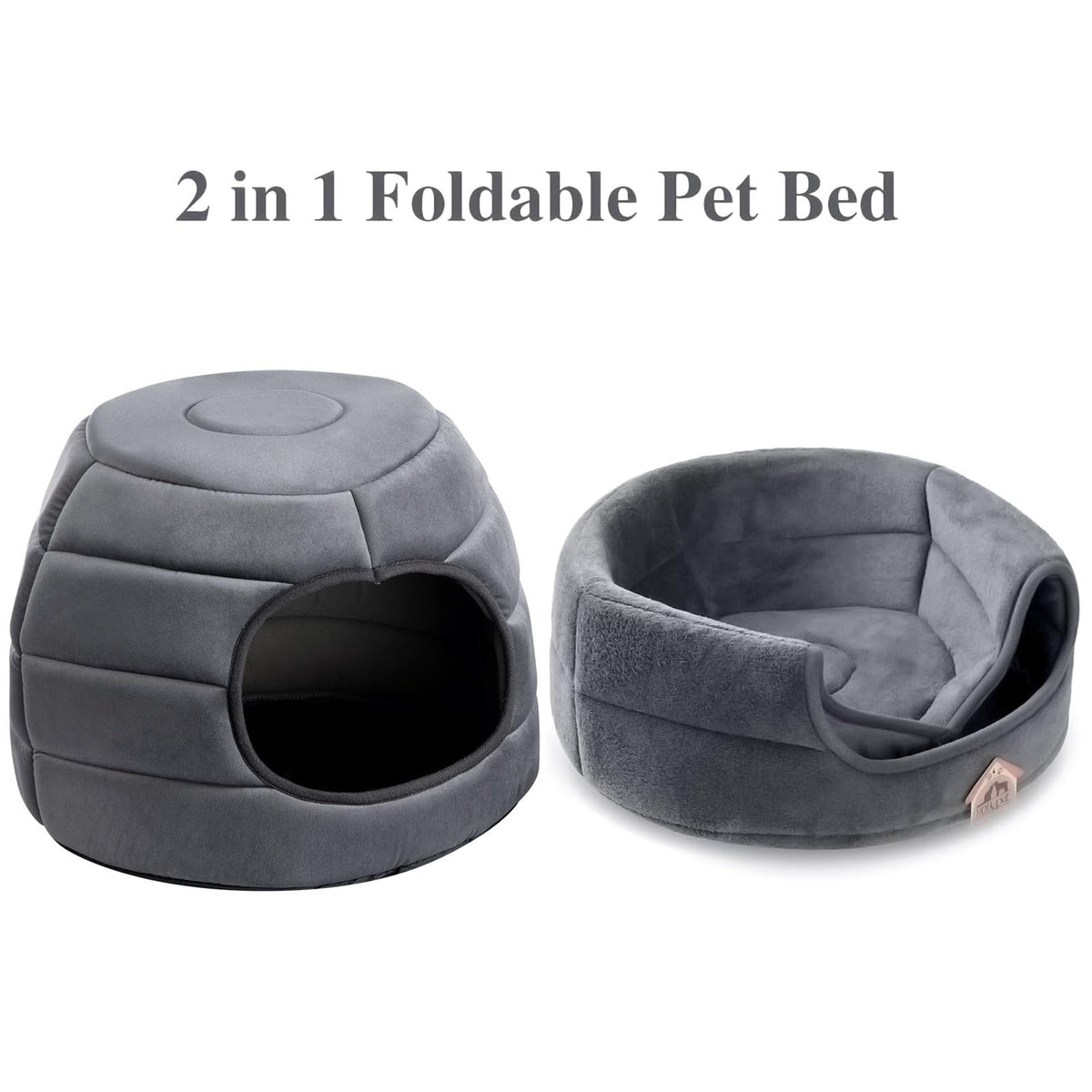 Cat Bed Cave for Indoor Cats for Pets up to 15 lbs (Dark Gray Igloo)