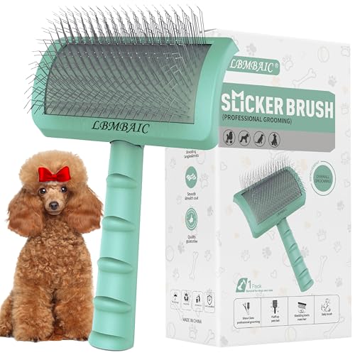 Dog Slicker Bursh for Cavapoo Toy Poodles Fluff Shedding Loose Fur (green)