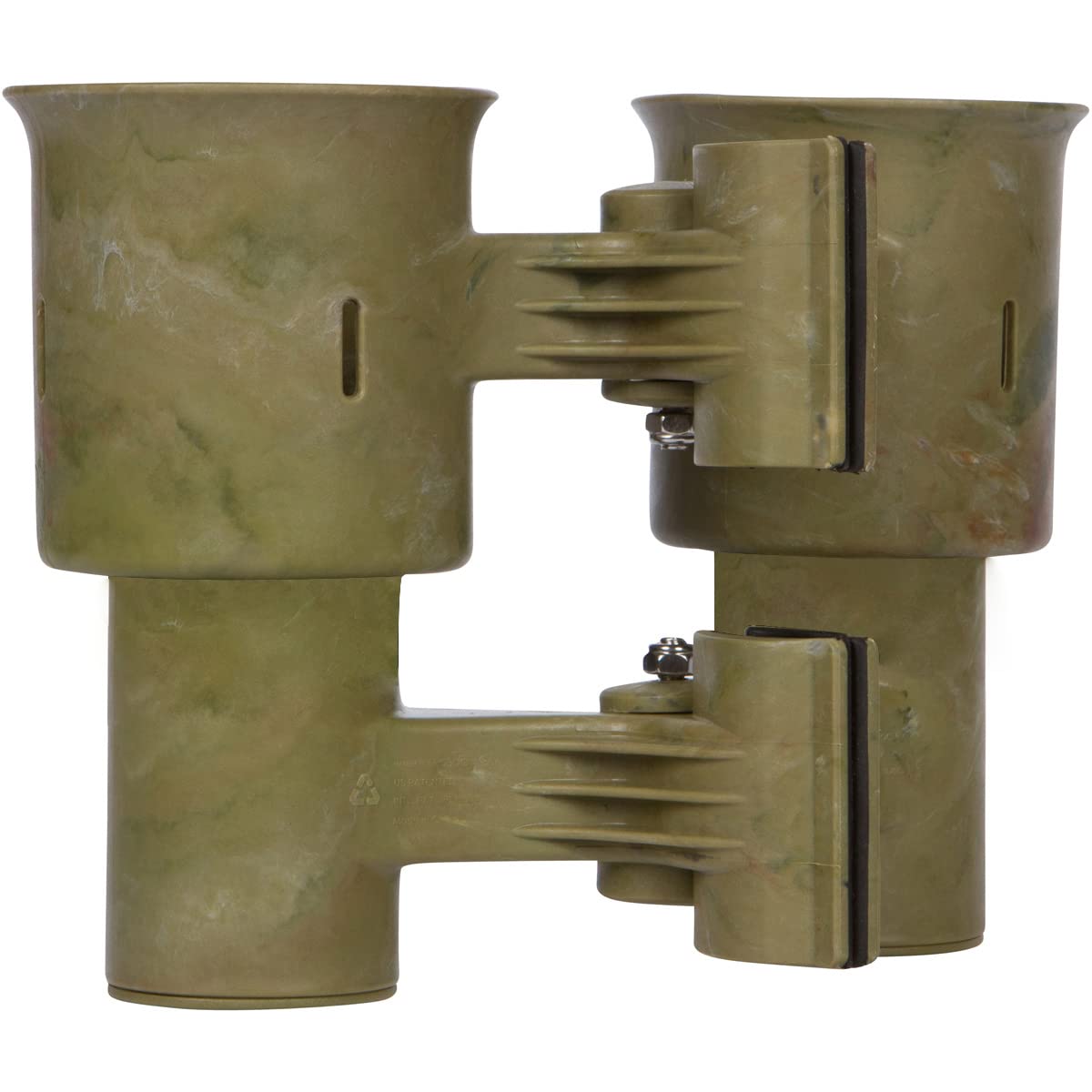 Camo), Patented Boat Cup Holder, Clamp on Portable Storage Caddy Securely Holds 2 Drinks, Fishing Poles, Tools, Marine Gear | Perfect for Boating, Beach Umbrellas, Golf Carts (Camo / Standard Spring)