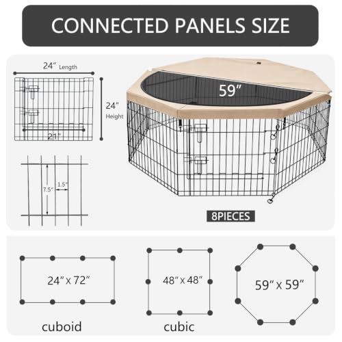 Foldable Metal Dog Exercise Pen (Tan / 24''H)