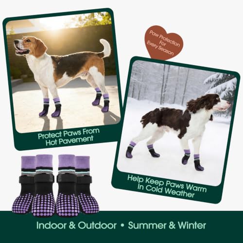 2 Pairs Anti Slip Dog Socks with Grips (M(paw width: 2.36") / black)