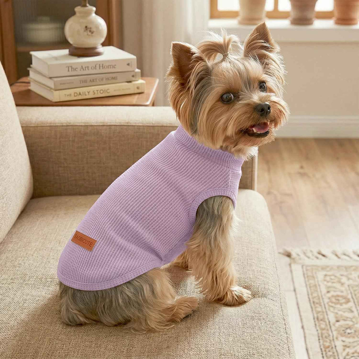 2Pack Dog Shirts Lightweight Waffle Dog Shirt for Small Dogs Sleeveless Dog Shirt for Small Medium Boy Girl Dogs Cozy & Breathable Pet Vest (M(Back: 13.8", Chest: 17.7", 8.8-13.2lbs) / Light Pink+Light Purple)