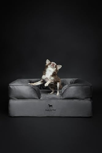 Dog Bed 28x23x11 Inch (Velvet - Grey / Medium)