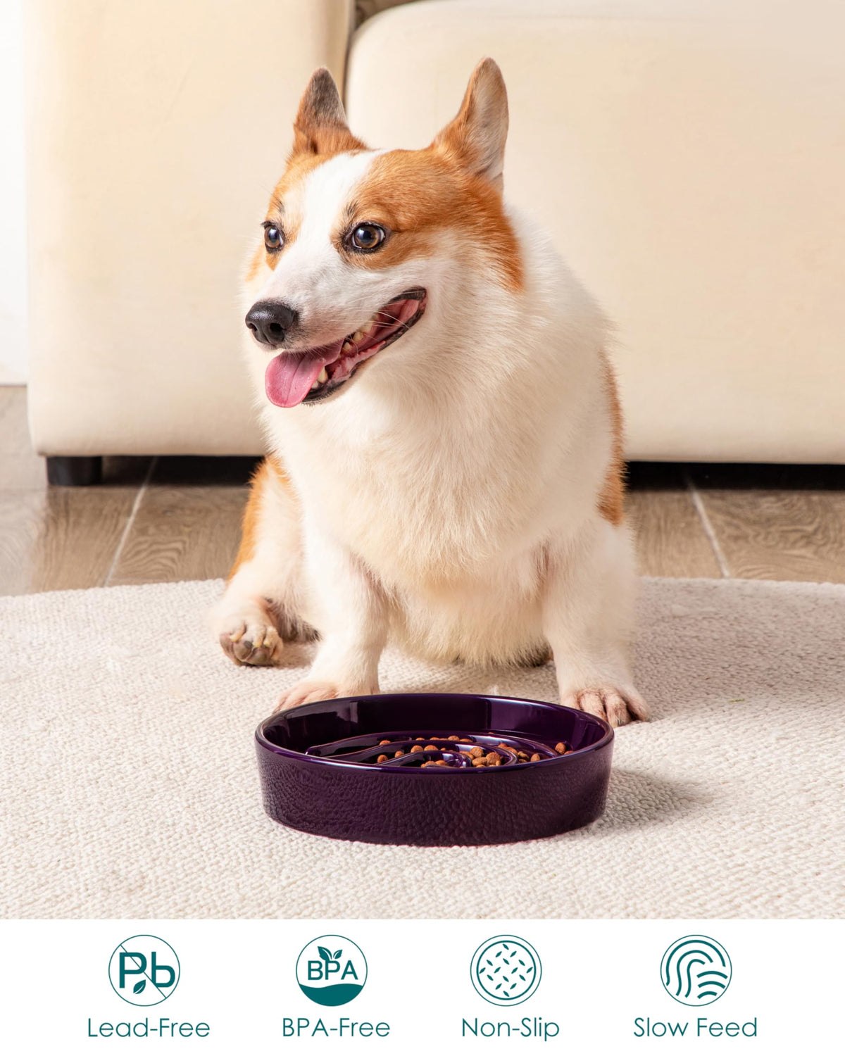 Slow Feeder Dog Bowl (Dark Purple / 1.5 Cups)