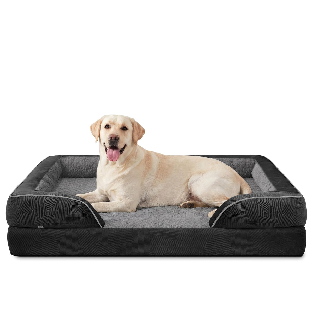 Jumbo Orthopedic Dog Bed for Extra Large Dogs (Black / XL-PLUS (45"x 32"x 7.5"))