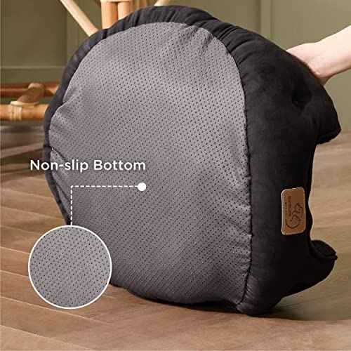 Small Dog Bed Washable (20"L x 19"W x 6"Th / Black)