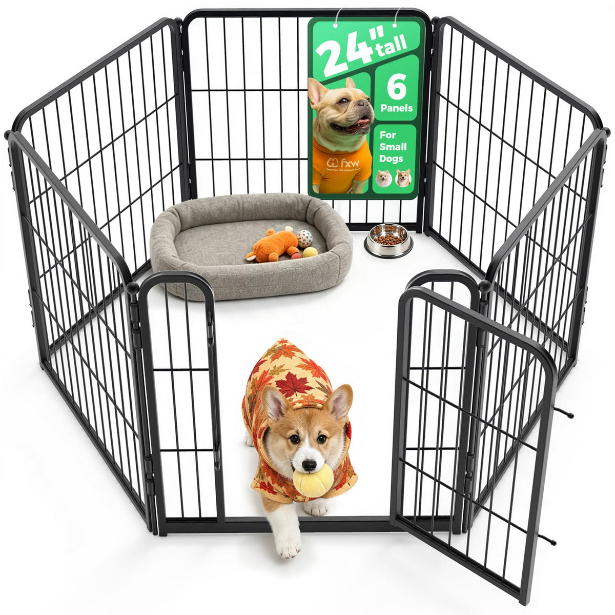 Homeplus Indoor Dog Playpen (Black / 24"H)