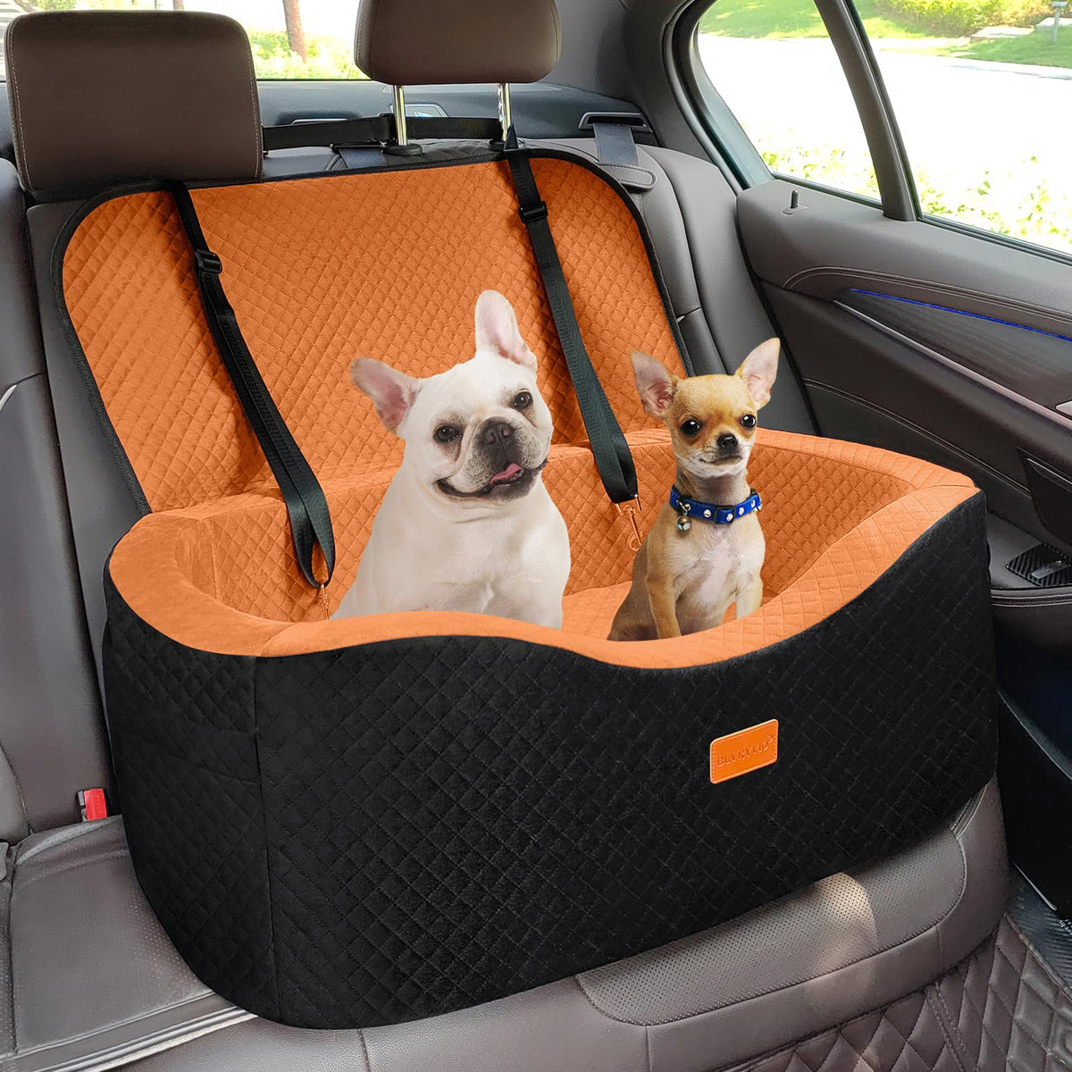 Large Dog Car Seat for Medium Sized Dogs Under 55lbs or 2 Smalls (Burnt Orange / Large)
