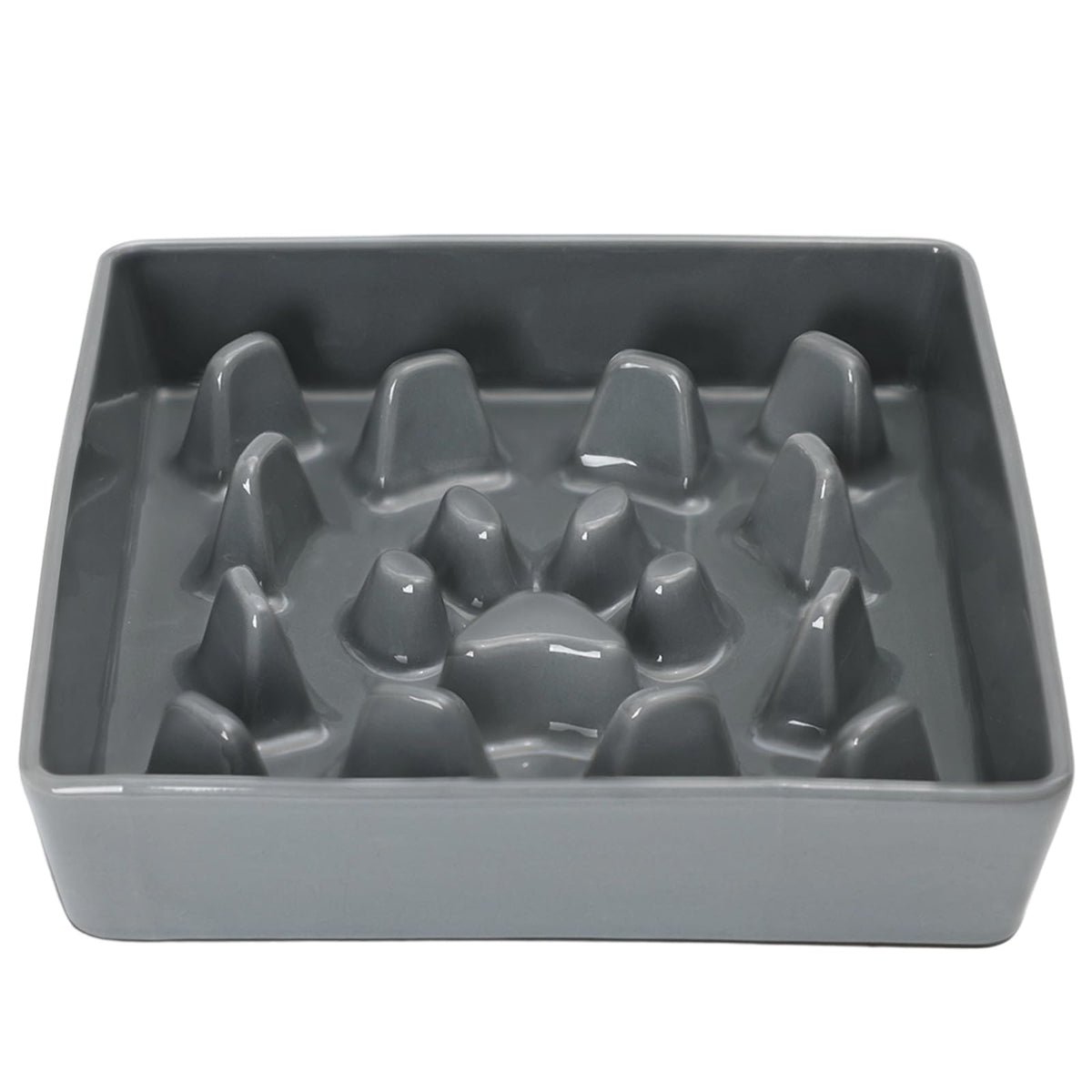 Ceramic Dog Slow Feeder Bowls (Grey / M-1.8 Cups)