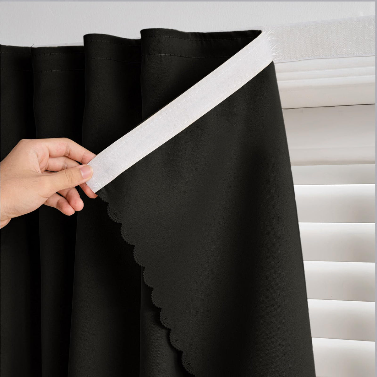Magic Tape Blackout Curtains (47"W x 84"L (Pack of 2) / Black)