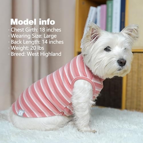 2Pack Waffle Dog Shirt for Small Medium Dogs Striped Dog Sweater (X-Large (19-27lbs) / 2Pack(Pink+Striped))