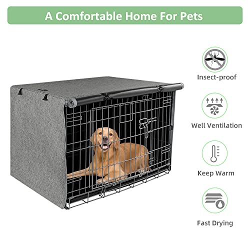 Dog Crate Cover Waterproof Kennel Cover (42.9"L x 28.3"W x 30.3"H / GREY)