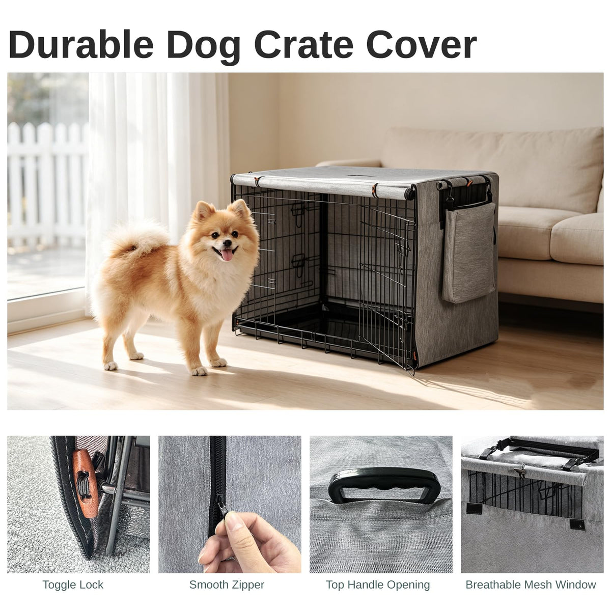 Dog Crate Cover 24 in (Gray / 24.0"L x 18.0"W x 20.0"H)