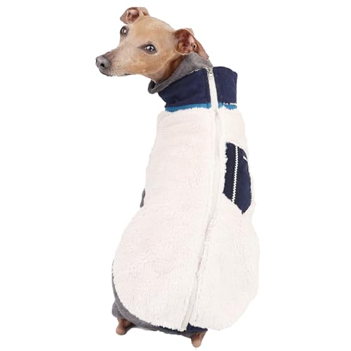 D Doggy Star Italian Greyhound Warm Fleece Zip (XL / Zipup Navy)
