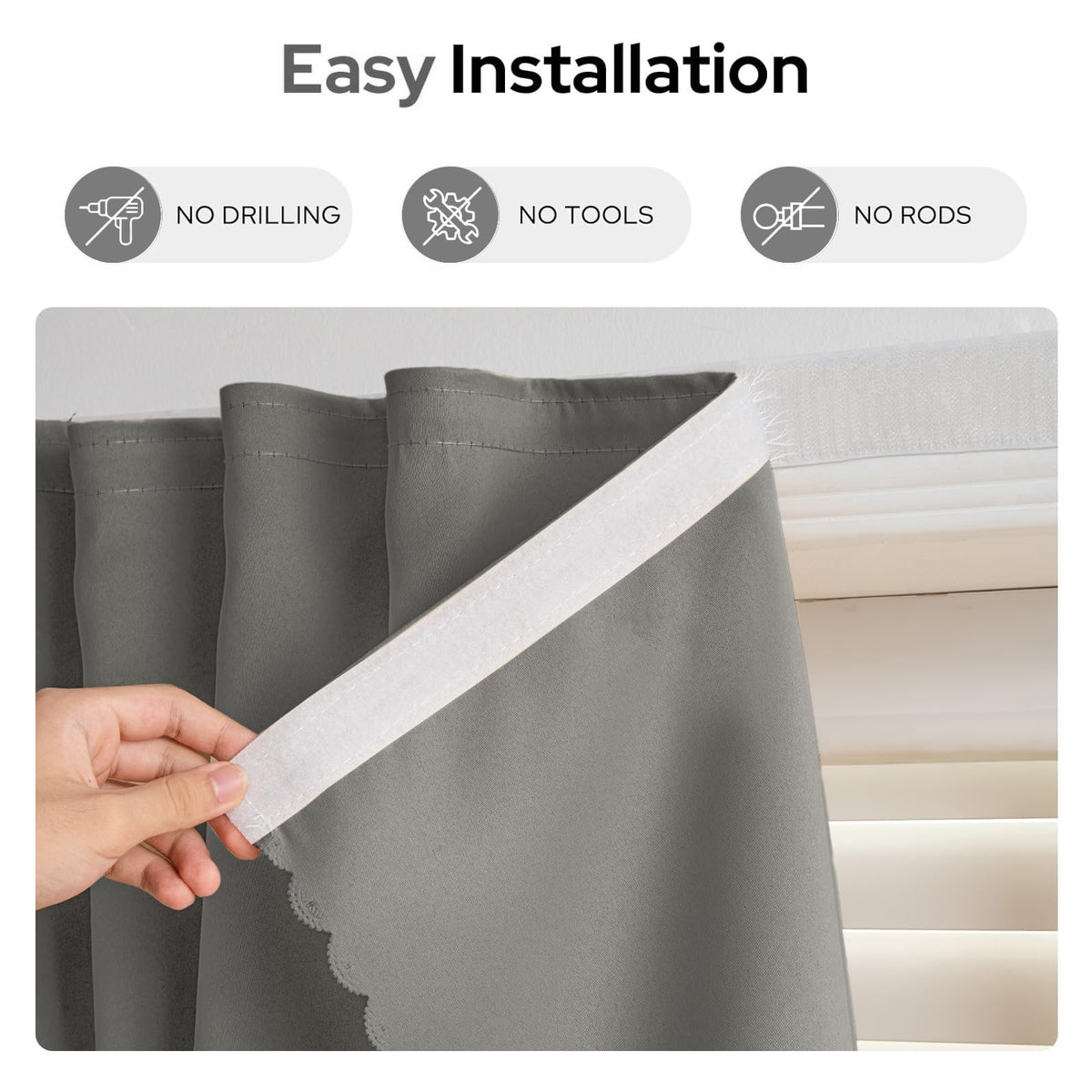 Self Adhesive Curtains (59"W x 71"L (Pack of 1) / Grey)