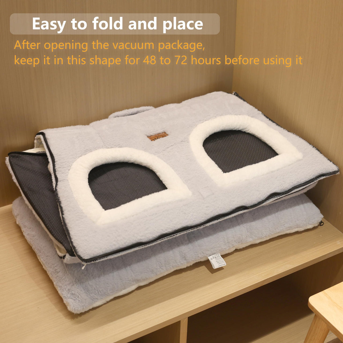 Cat Bed for Indoor Cats (Grey / Double hole bed:(27.5"×15.3"×15"))