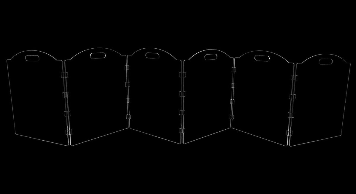 Extra Wide Clear Acrylic Freestanding Dog Gates for the House (6 Panel - 120''W x 24''H)