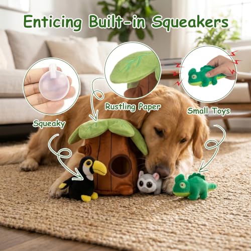 Squeaky Hide and Seek Dog Toys for Small and Medium Dogs (Baobab)