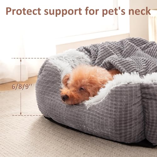 Large Dog Beds for Large Dogs with Cover Cave (35.0"L x 25.0"W x 9.0"Th)