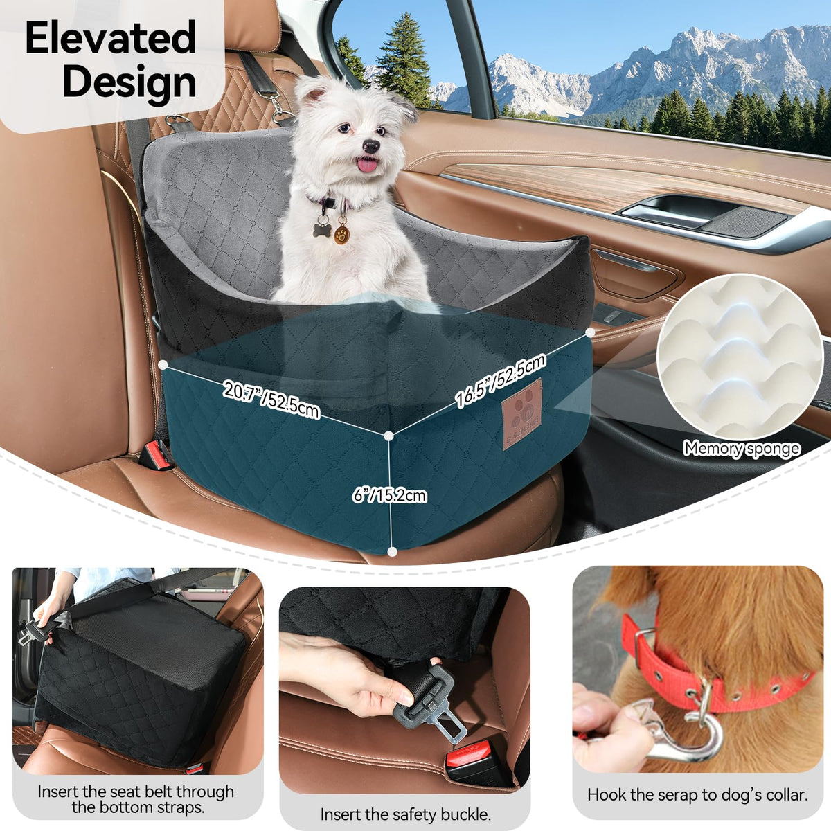 Dog Car Seat for Small (Black/Grey)