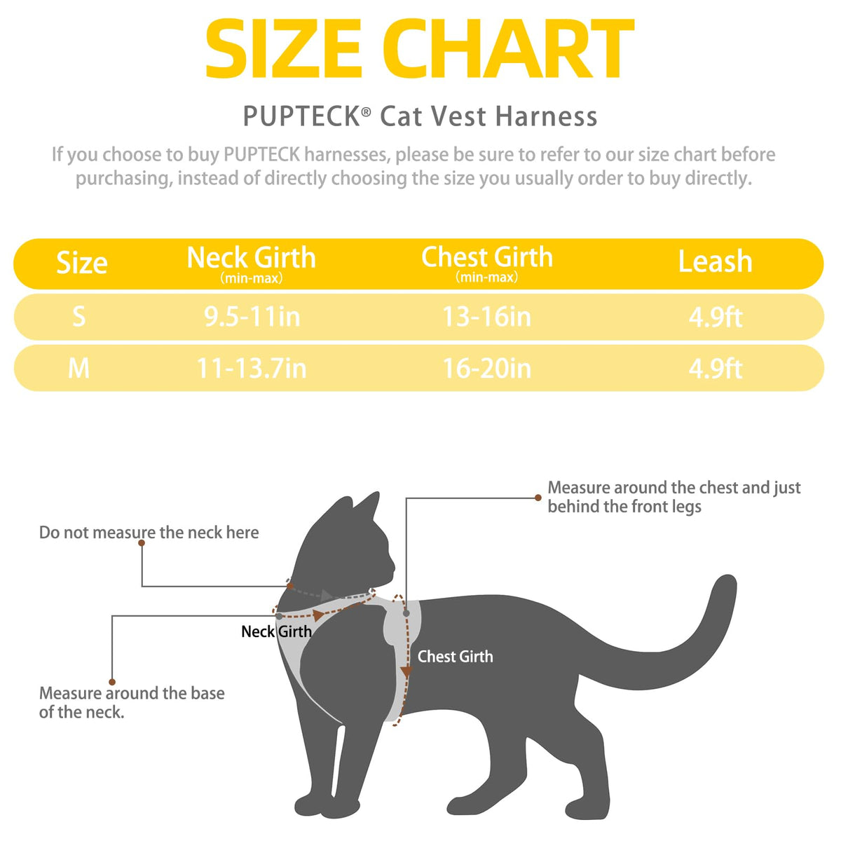 Cat Harness and Leash Set Escape Proof Reflective Cat Walking Harness Adjustable Soft Breathable Mesh Vest for Small Pets (S (NECK 9.5"-11", CHEST 13"-16") / Yellow(Thanksgiving))
