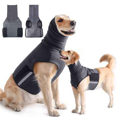Dog Anxiety Vest with Hoodie Fully Openable Calming Shirt for Dogs Breathable Thunder Jacket for Stress Relief Storm and Firework Anxiety Relief (Grey / Small)
