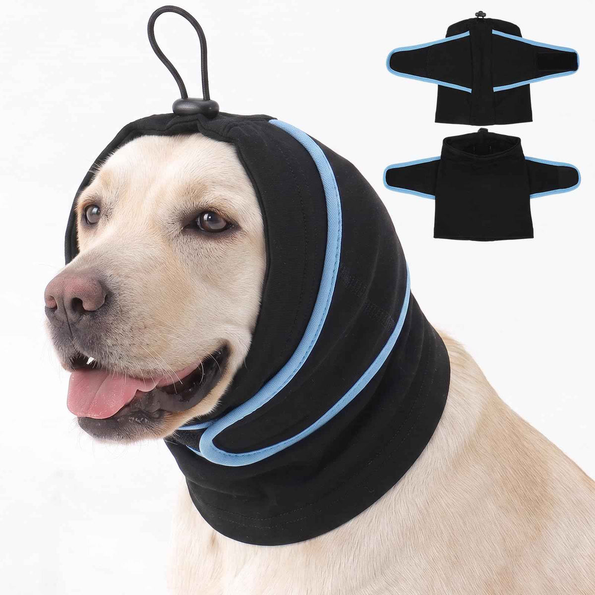 Dog Ear Cover for Anxiety Relief (Black / Large (15.7"/40cm Neck Girth))