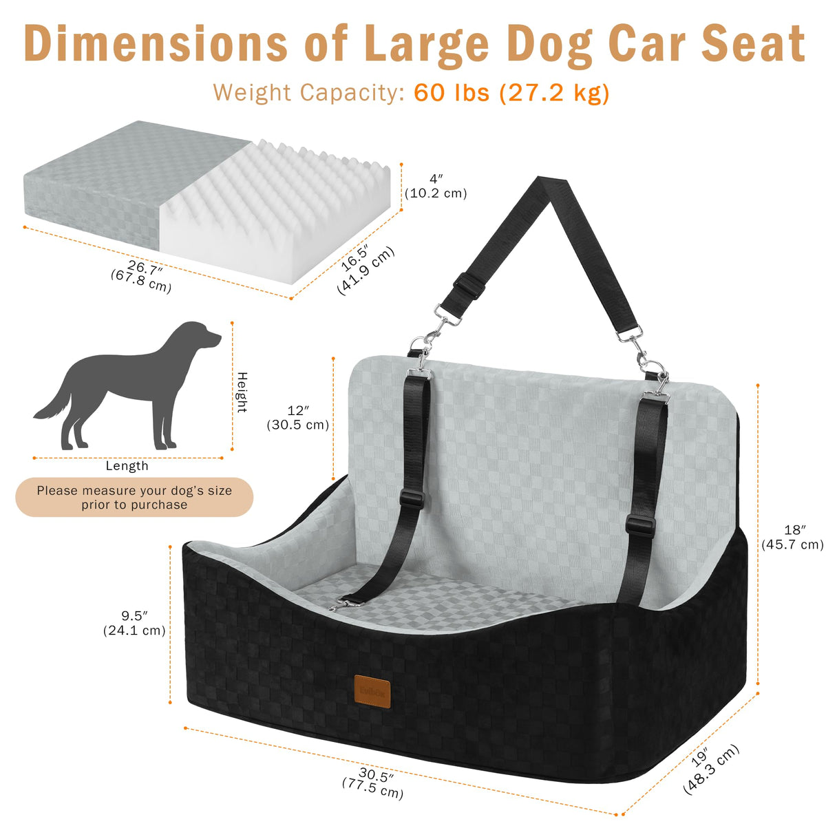 Dog Booster Seat (Grey / Large)