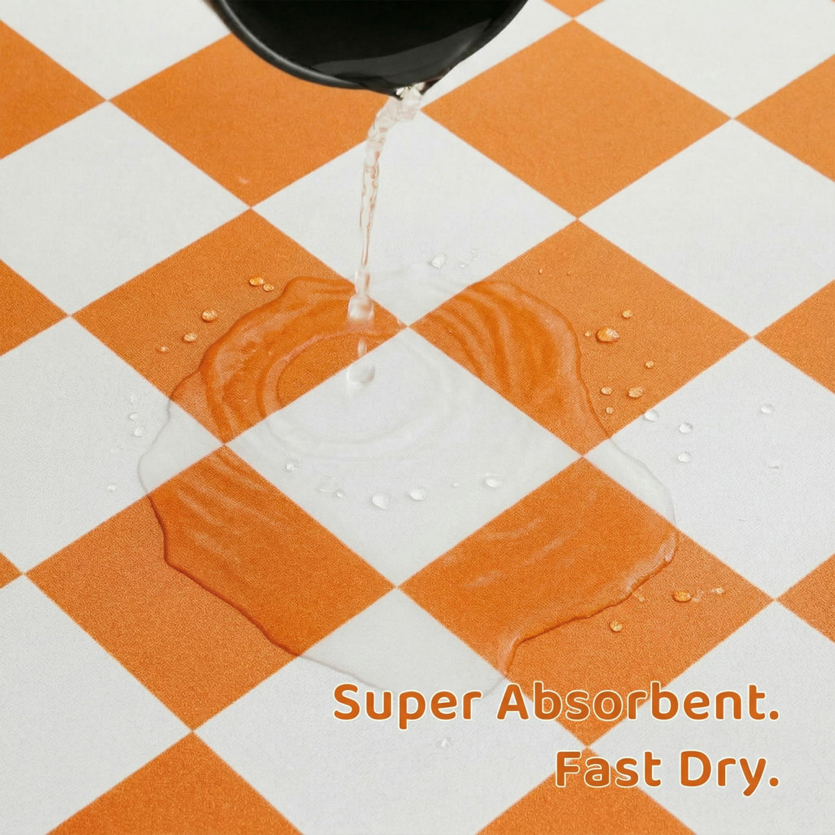 Checkered Dog Feeding Mat (24"L x 16"W / Orange)