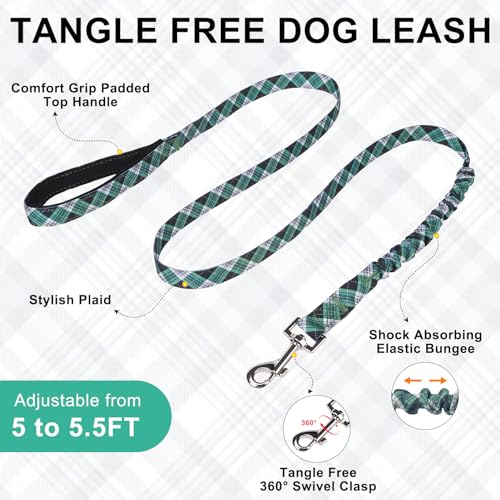 No Pull Small Dog Harness and Leash Set (Green_Velvet / S: Chest 17.5"-22")