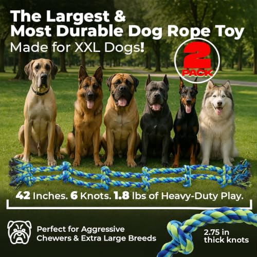 Giant Dog Tug of War Rope Toys (Neon / 2 Pack)