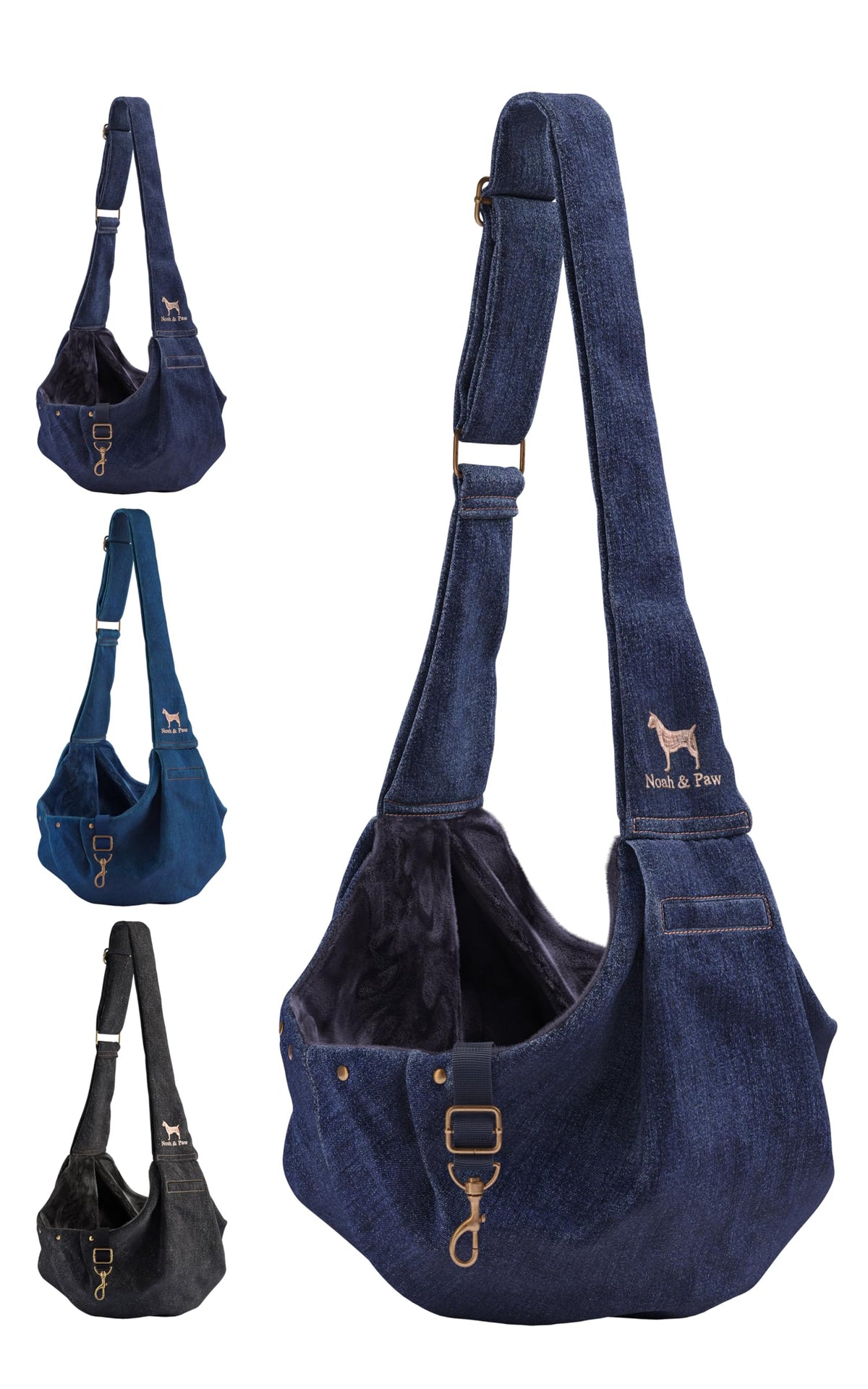 Dog Sling Carrier for Small Dogs 3 (Dark Blue (Denim) / 15.0"L x 6.0"W x 5.5"H)