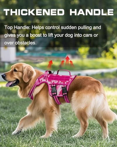Dog Harness Medium Sized Dog (Pink Camo / M(Neck:17-23",Chest:22-32"),35-50 lbs)