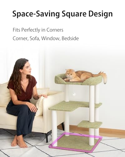 37.5" Cat Tree Tower for Large & Senior Cats (Green 37.4'')