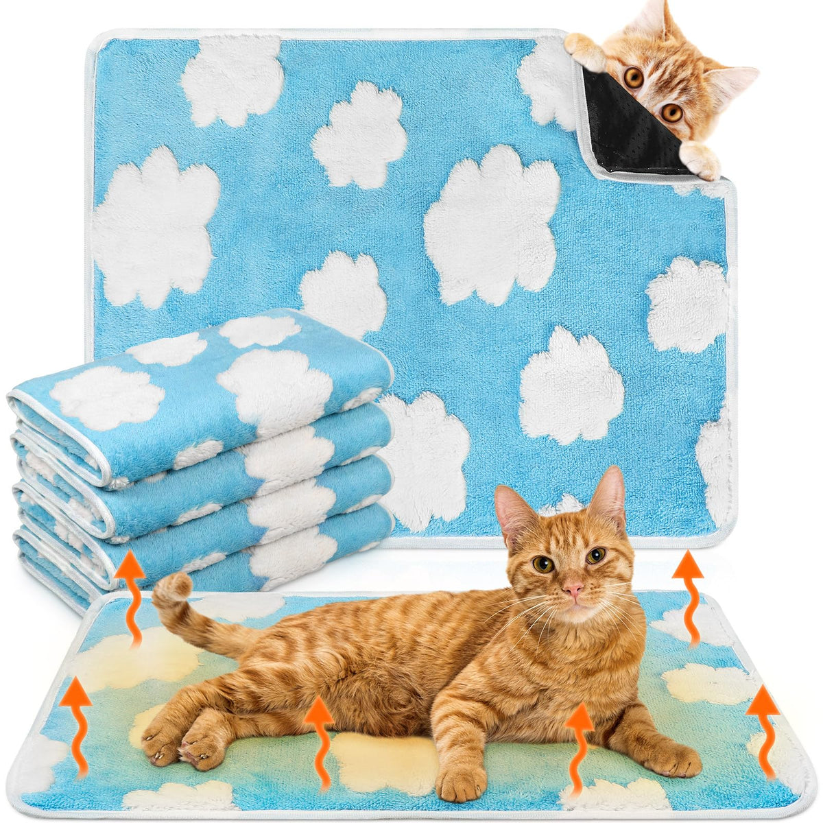 4 Pack Self Heating Cat Pad Self Warming Dog Mat (16 x 20 Inches)