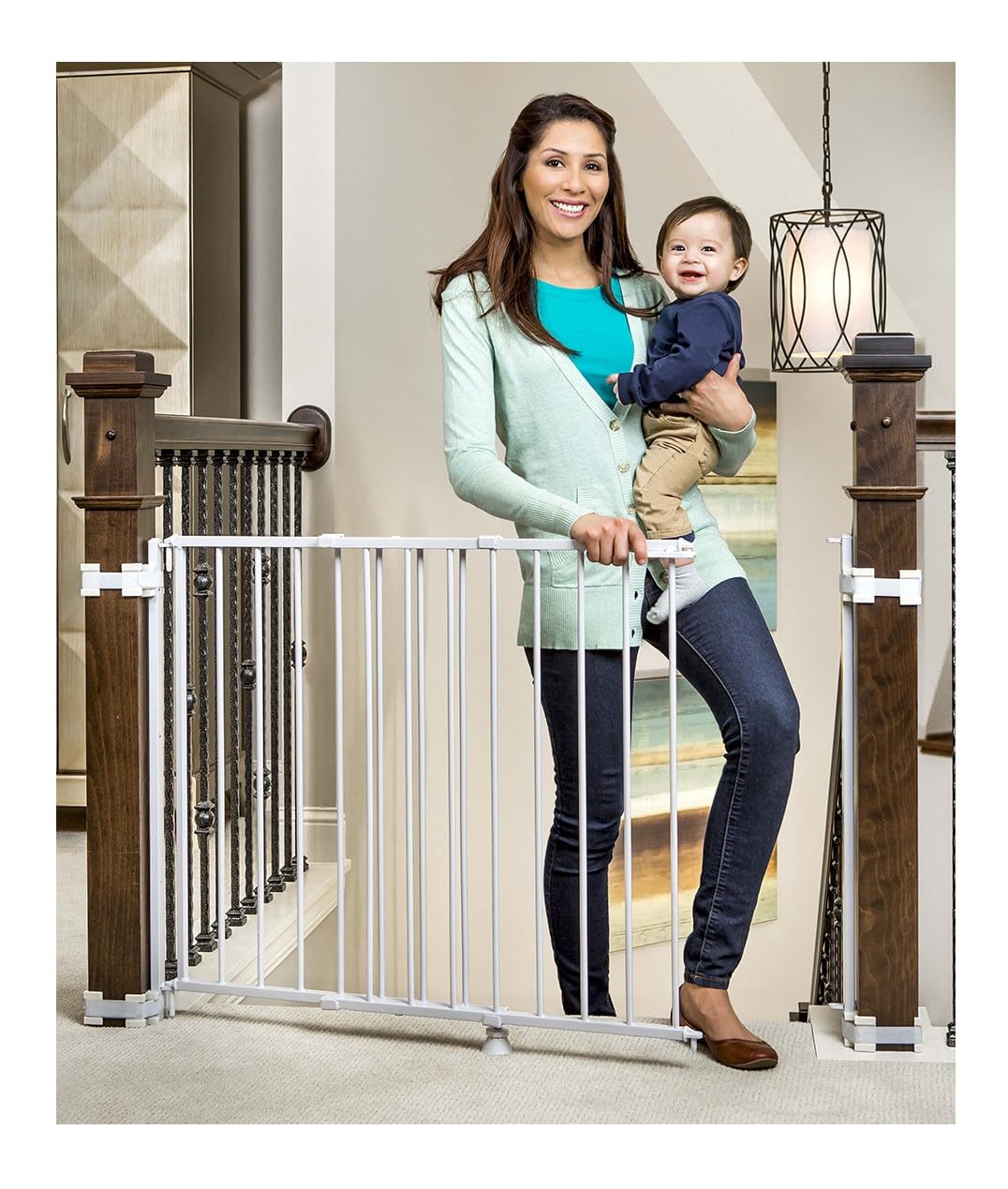 Safety 29" 43" Extra Wide Baby Gate for Top of Stairs & Doorways (White / 29-43.5"W x 30.5"H)